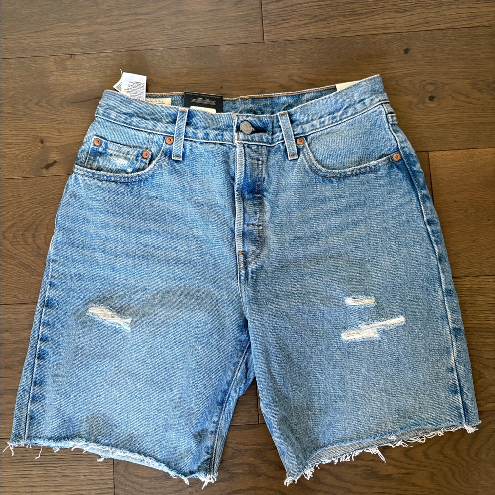 Levi's Light Blue Distressed Jean Shorts